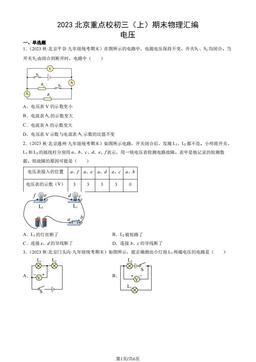 2023北京重点校初三（上）期末物理汇编：电压-答案