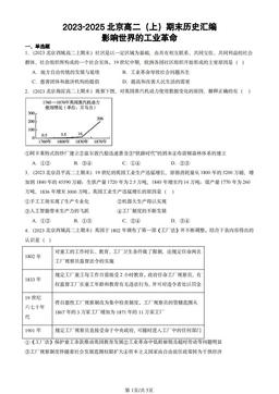 2023-2025北京高二（上）期末历史汇编：影响世界的工业革命-答案