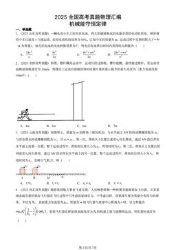 2025全国高考真题物理汇编：机械能守恒定律-答案