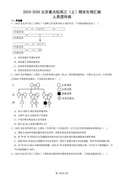 2023-2025北京重点校高三（上）期末生物汇编：人类遗传病-答案