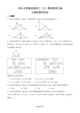 2026北京重点校初二（上）期末数学汇编：三角形章节综合-答案