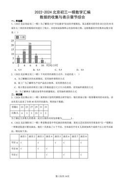 2022-2024北京初三一模数学汇编：数据的收集与表示章节综合-答案