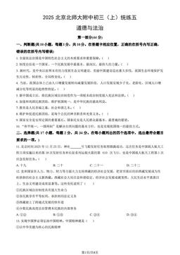 2025北京北师大附中初三（上）统练五道德与法治（教师版）-答案