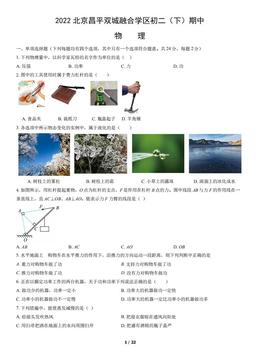 2022北京昌平双城融合学区初二（下）期中物理（教师版）-答案
