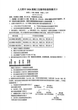 2025北京人大附中高三（上）练习三生物-答案