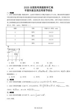 2025全国高考真题数学汇编：平面向量及其应用章节综合-答案