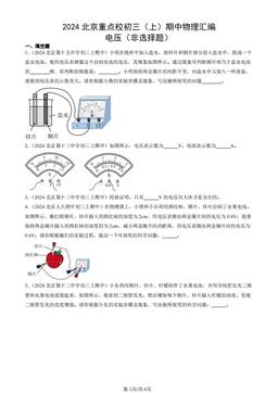 2024北京重点校初三（上）期中物理汇编：电压（非选择题）-答案