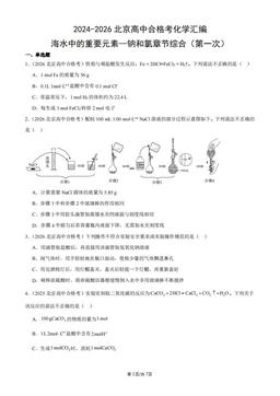 2024-2026北京高中合格考化学汇编：海水中的重要元素—钠和氯章节综合（第一次）-答案