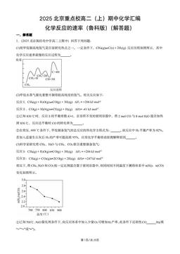 2025北京重点校高二（上）期中化学汇编：化学反应的速率（鲁科版）（解答题）-答案
