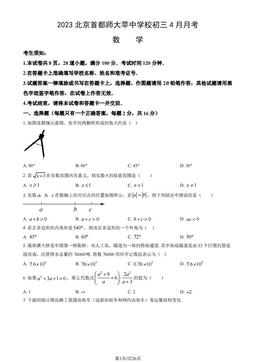 2023北京首都师大苹中学校初三4月月考数学（教师版）-答案