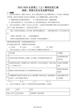 2022-2024北京高二（上）期末历史汇编：商路、贸易与文化交流章节综合-答案