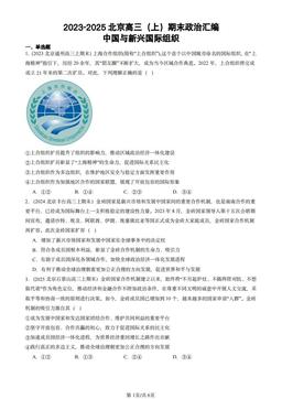 2023-2025北京高三（上）期末政治汇编：中国与新兴国际组织-答案