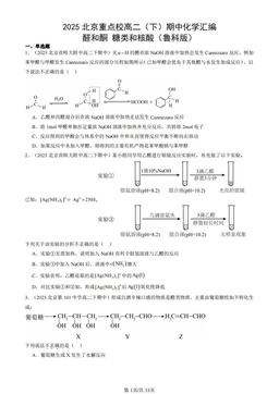 2025北京重点校高二（下）期中化学汇编：醛和酮 糖类和核酸（鲁科版）-答案