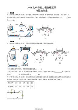 2023北京初三二模物理汇编：电阻的测量-答案