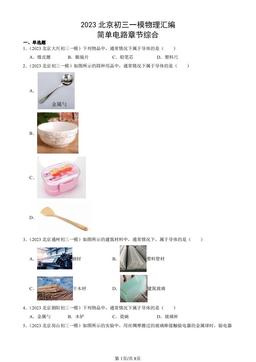 2023北京初三一模物理汇编：简单电路章节综合-答案