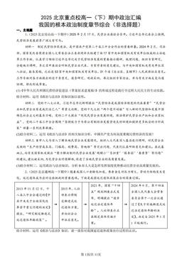 2025北京重点校高一（下）期中政治汇编：我国的根本政治制度章节综合（非选择题）-答案