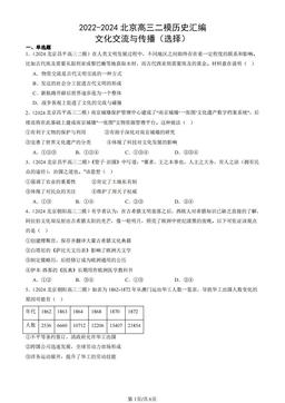 2022-2024北京高三二模历史汇编：文化交流与传播（选择）-答案