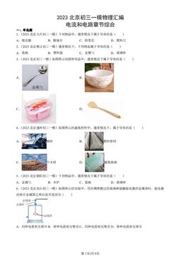 2023北京初三一模物理汇编：电流和电路章节综合-答案
