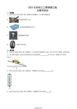 2023北京初三二模物理汇编：力章节综合-答案
